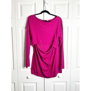 NOM Maternity Sia Pink Knit Long Sleeve Sweater Tunic Women's Size Large L